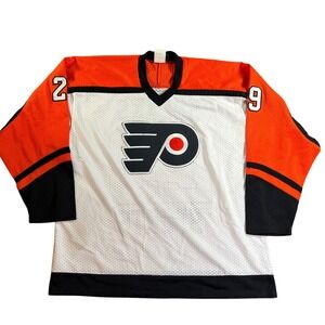 CCM Philadelphia Flyers Hockey Jersey Mens XL White Orange Vintage NHL 29 Mesh